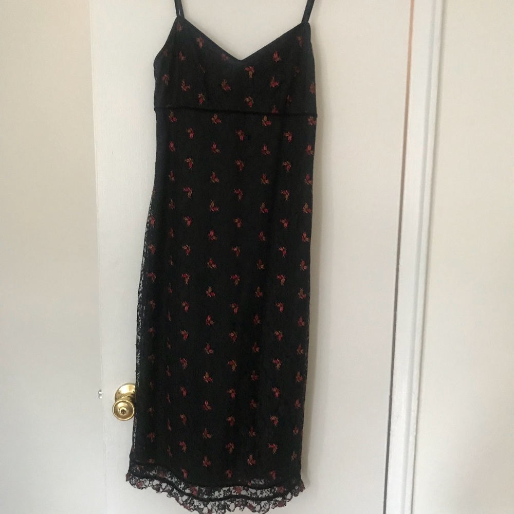 Betsy Johnson black lace & flower dress